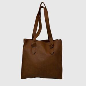 L&M Direct Brown Faux Leather Tote Bag – Large Shoulder Bag – Magnetic Closure
